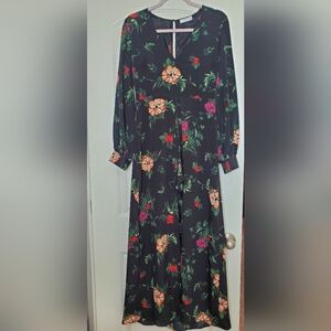 Lush Maxi Dress Romper with cuffed sleeves